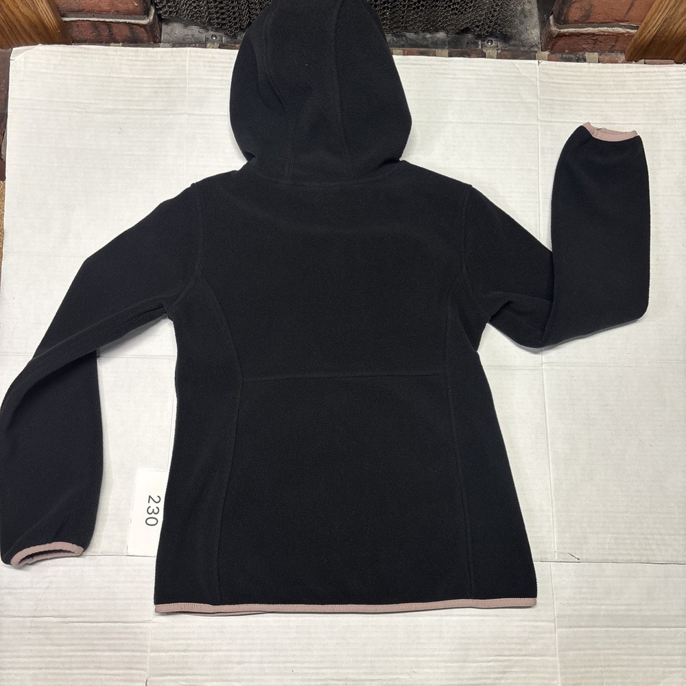 Reebok Girls Black Full Zip Fleece Hoodie Jacket Pink Trim L 14/16 - Picture 6 of 10